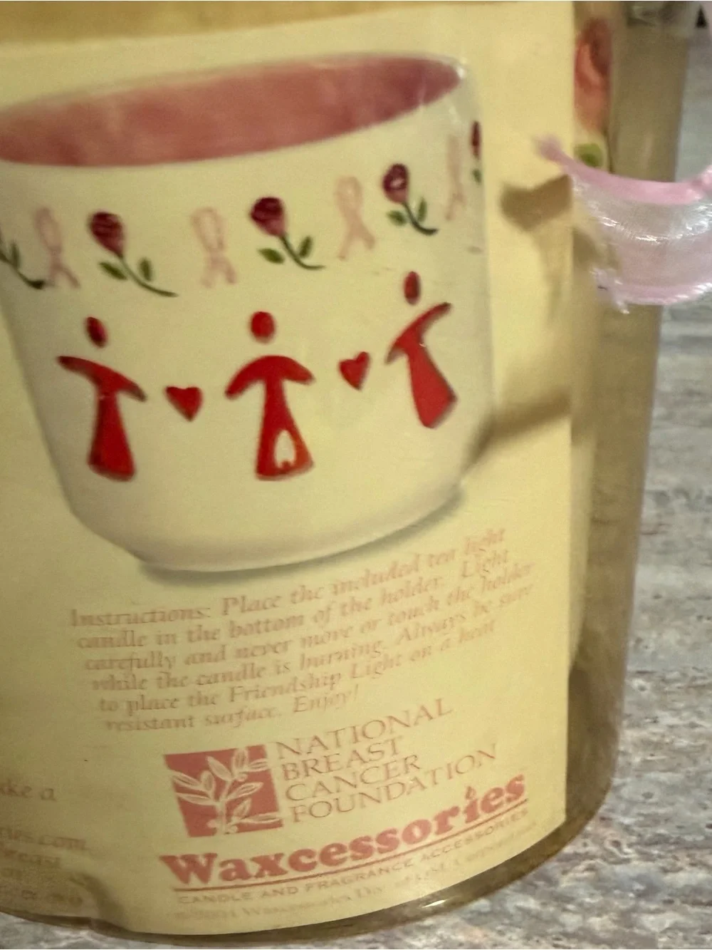 NWT Wax Accessories Pink Ribbon Decorative Candle for Cancer Awareness